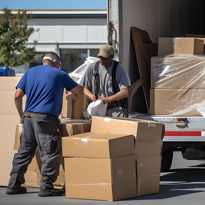 Des déménageurs chargent un camion